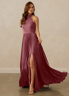 Christian Siriano Bridal for Azazie 1007 Bridesmaid Dresses Desert Rose A-Line Pleated Stretch Satin Dress image3