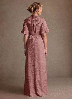 Azazie Hypatia 신부의 어머니 드레스 쉬스 주름진 플로럴 번아웃 플로어 길이 드레스 image3