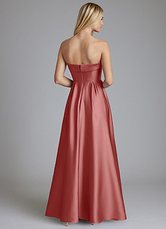 Azazie Lucienne Bridesmaid Dresses Antique Rose A-Line Strapless Stretch Satin Convertible Dress image2