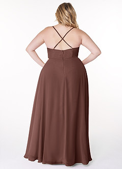 Azazie Naeem Bridesmaid Dresses Espresso A-Line V-Neck Ruffle Chiffon Dress image8