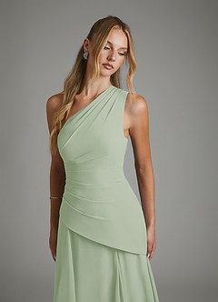 Azazie Holly Bridesmaid Dresses Dusty Sage A-Line Corset Chiffon Dress image7
