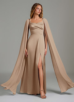 Azazie Niveah Bridesmaid Dresses Taupe A-Line Strapless Stretch Satin Convertible Dress image5