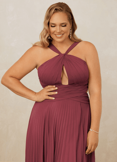 Christian Siriano Bridal for Azazie 1009 Bridesmaid Dresses Merlot A-Line Pleated Chiffon Dress image13