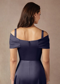Azazie Amelia Mother of the Bride Dresses Stormy A-Line Off the Shoulder Stretch Satin Dress image7