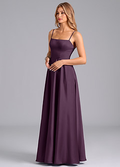 Azazie Elita Brautjungfernkleider A-Linie Plissee Stretch-Satin Kleid Pflaume image4