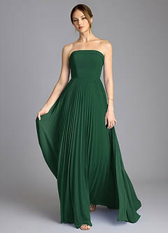 Azazie Mariana Bridesmaid Dresses Dark Green A-Line Strapless Chiffon Dress image1