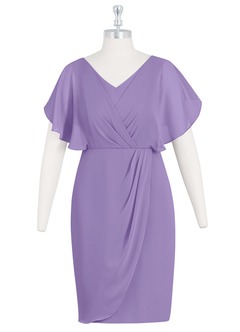 Azazie Julia Abiti per la Madre della Sposa Abito Tubino in Chiffon con Scollo a V a Pieghe Tahiti image6
