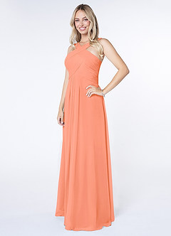 Azazie Kaleigh Bridesmaid Dresses Sunset A-Line Pleated Chiffon Dress image3