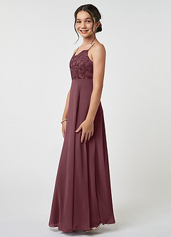 Azazie Sonya Junior Sangria A-Line Lace Chiffon Dress image3