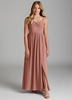 Azazie Zeya Junior Cedar Rose A-Line Chiffon Dress image1