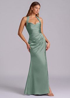 Azazie Destiny At-home Try On Dresses Sangria Mermaid Sweetheart Neckline Stretch Satin Dress image3