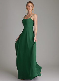 Azazie Elita Bridesmaid Dresses Dark Green A-Line Pleated Chiffon Dress image6
