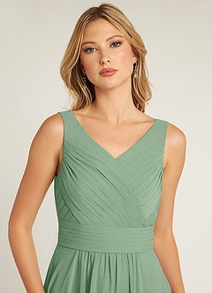 Azazie Pierrette Bridesmaid Dresses Matcha A-Line Pleated Chiffon Dress image5