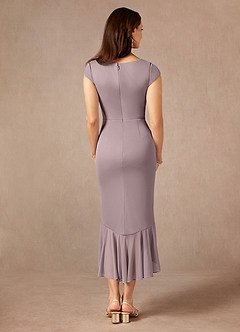Azazie Renetta Mother of the Bride Dresses Dusk Sheath V-Neck Pleated Mesh Dress image3