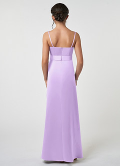 Azazie Anina Junior Lilac A-Line Bow Stretch Satin Dress image2