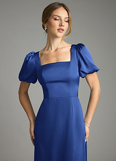 Azazie Fyona Suknie dla druhen Linia A Pofałdowany Satyna elastyczna Do ziemi Sukienka image12