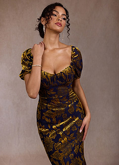 Ashanti Bronzed Navy Midi Dress image5