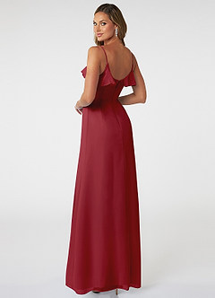 Azazie Natalia Brautjungfernkleider A-Linie Chiffon Kleid Granatapfelrot image4