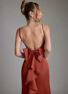 Azazie Zherra Robes de demoiselle d'honneur Robe Sirène en Satin extensible Arc Terracotta image7