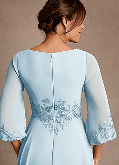 Azazie Yorba Mother of the Bride Dresses Sky Blue A-Line Lace Chiffon Dress image6