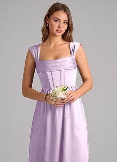 Azazie Hattie Robes de demoiselle d'honneur Robe Trapèze en Satin extensible Corset Frostiges Flieder image6