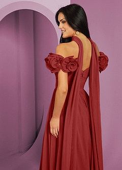 Barbie ♥ Azazie Bridesmaid Dresses Rust A-Line Off the Shoulder Chiffon Convertible Dress image7