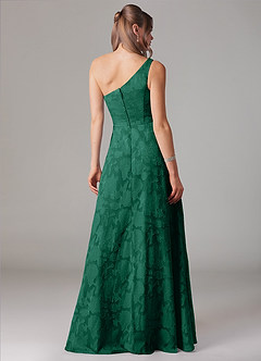 Azazie Ellianna Jurken voor bruidsmeisjes Jurk van Bloemen Burn-out met A-Lijn One-Shoulder Smaragd image2