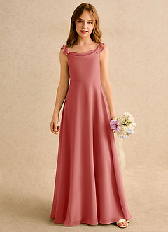 Azazie Puppy Girls Formal Flower Girl Dresses Antique Rose A-Line Pleated Chiffon Dress image5