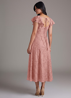 Azazie Bondi Bridesmaid Dresses Rosette A-Line Ruched Floral Burnout Dress image6