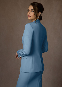 front Kennedy Azul Acero Conjunto de chaqueta y vestido estructurados y elásticos