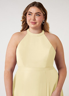 Azazie Clarice Bridesmaid Dresses Lemon Sorbet A-Line Halter Chiffon Dress image13