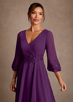 Azazie Ana Abiti per la Madre della Sposa Abito A-Line in Chiffon Pizzo Uva image5