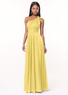 Azazie Charlize Final Sale Agave A-Line One Shoulder Mesh Dress image2