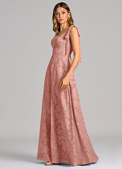 Azazie Debra Bridesmaid Dresses Rosette A-Line with Pockets Floral Burnout Dress image3