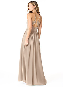 Azazie Cora Bridesmaid Dresses Taupe A-Line Pleated Chiffon Dress image2