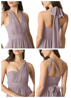 Azazie Olani Bridesmaid Dresses Dusk A-Line Off the Shoulder Chiffon Convertible Dress image2