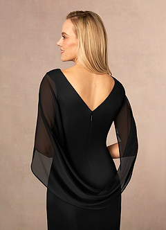 Azazie Belladonna Mother of the Bride Dresses Black Mermaid Scoop Pleated Mesh Dress image6