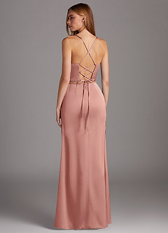 Azazie Brookelle Bridesmaid Dresses Rosette Sheath Sweetheart Corset Stretch Satin Dress image3