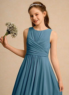 Azazie Ducky Junior Formal Flower Girl Dresses Bermuda A-Line Pleated Chiffon Dress image3