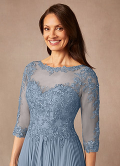 Azazie Corinne Mother of the Bride Dresses Dusty Blue A-Line Sequins Chiffon Dress image6