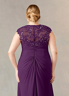 Azazie Birdie Mother of the Bride Dresses Grape A-Line Queen Anne Sequins Chiffon Dress image12