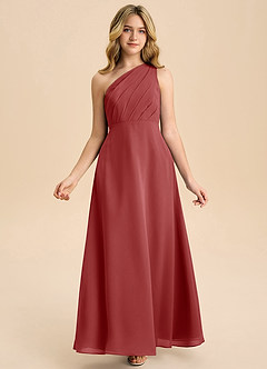 Azazie Phaedra Junior A-Linie Plissee Chiffon Kleid Rost image7