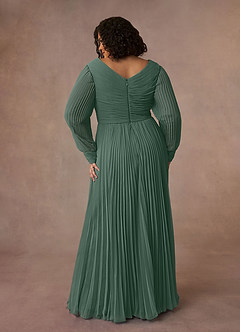 Azazie Zina Mother of the Bride Dresses Sea Moss A-Line Pleated Chiffon Dress image8