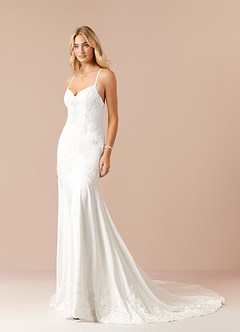 Azazie Santana Final Sale Mermaid Sequins Crepe Back Satin Brides Dress image3