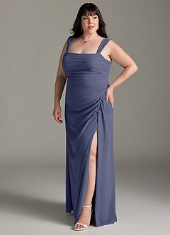 Azazie Jesaphine Bridesmaid Dresses Stormy Sheath Bow Chiffon Dress image11