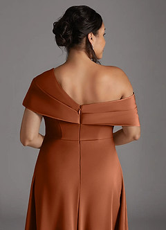 Azazie Milton Mother of the Bride Dresses Copper A-Line Pleated Stretch Satin Dress image10