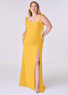 Barbie ♥ Azazie Bridesmaid Dresses Marigold Mermaid Corset Chiffon Dress image7