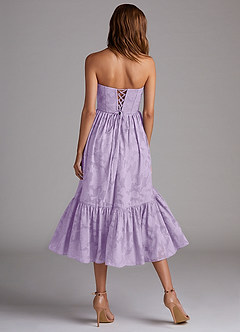 Azazie Delphina Bridesmaid Dresses Lilac A-Line Strapless Floral Burnout Convertible Dress image3