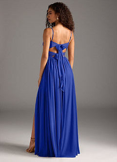 Azazie Zeya Final Sale Royal Blue A-Line Pleated Mesh Dress image2