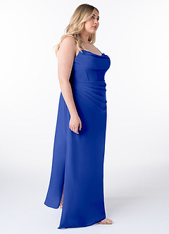 Azazie Mai Bridesmaid Dresses Royal Blue Sheath Pleated Chiffon Dress image10